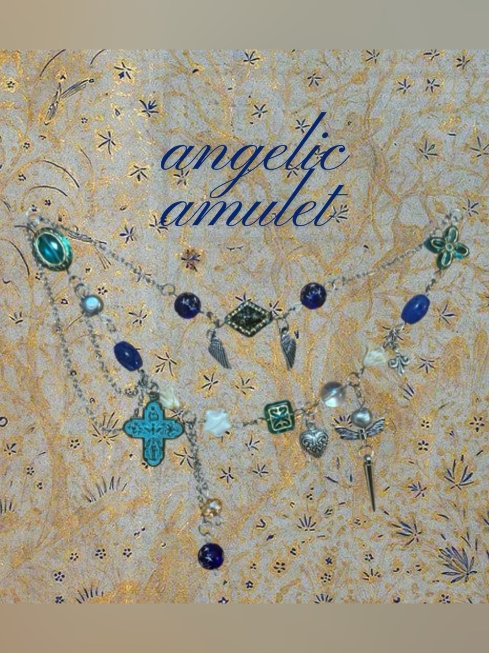 Angelic Amulet Multi-Charm Necklace Asymmetrical Maximalist Whimsigoth Fairy